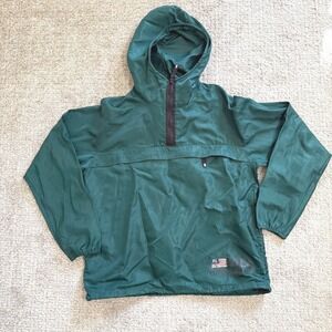 Vintage Polo Jeans Ralph‎ Lauren Green Nylon Windbreaker Hoodie Jacket Medium